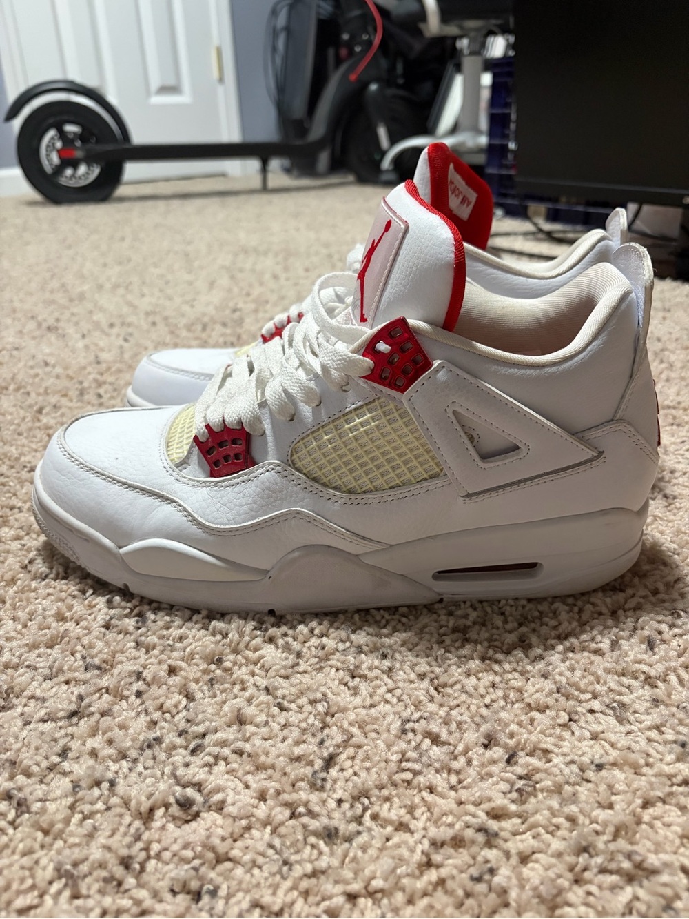 Nike White and Red Men's Sneakers